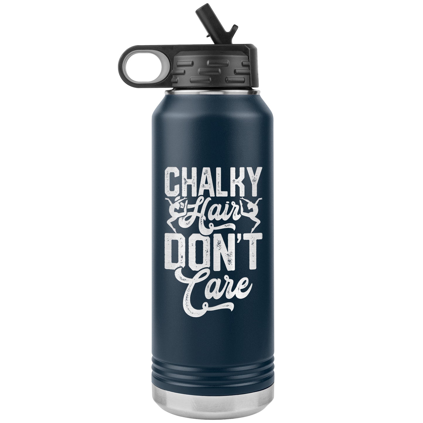 Navy Chalky Hair Don't Care Gymnastics Stainless Steel Water Bottle