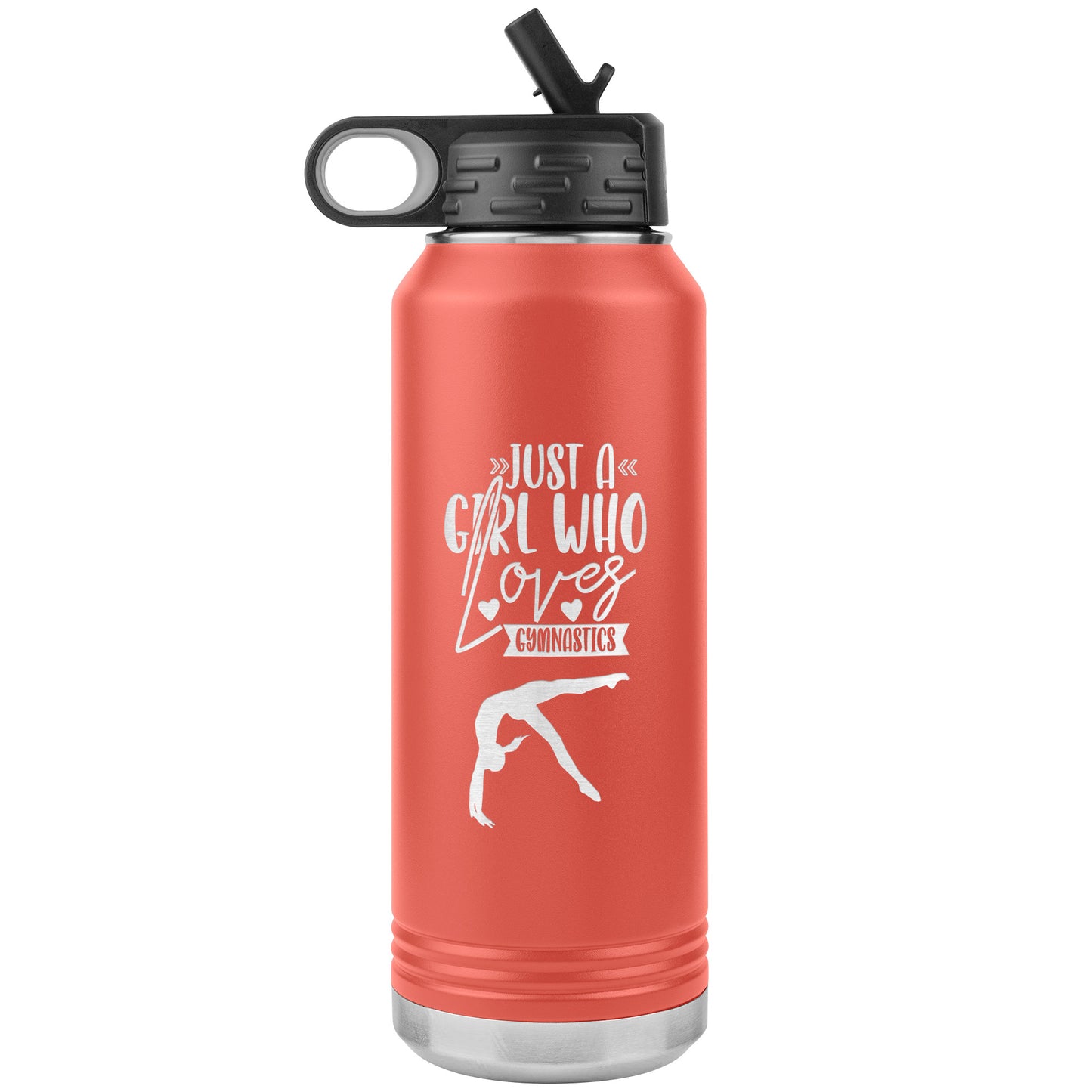 Coral Just a Girl Who Loves Gymnastics Insulated Water Bottle