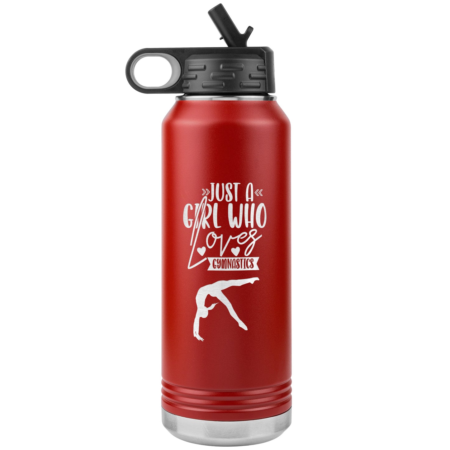 Red Just a Girl Who Loves Gymnastics Insulated Water Bottle