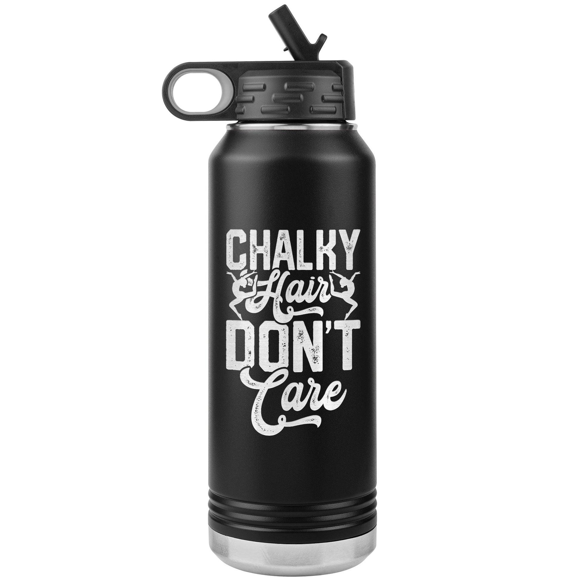 Black Chalky Hair Don't Care Gymnastics Stainless Steel Water Bottle