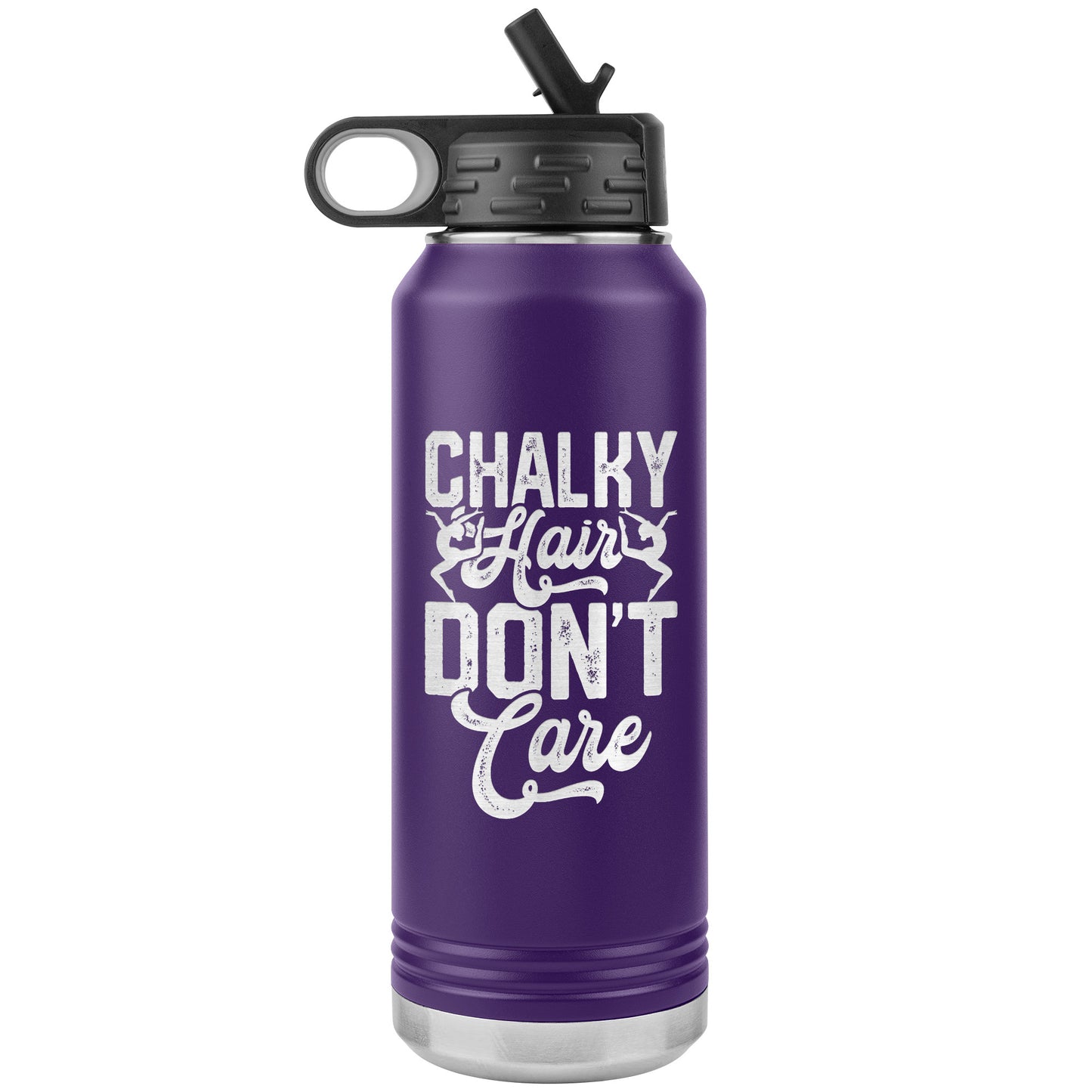 Purple Chalky Hair Don't Care Gymnastics Stainless Steel Water Bottle 