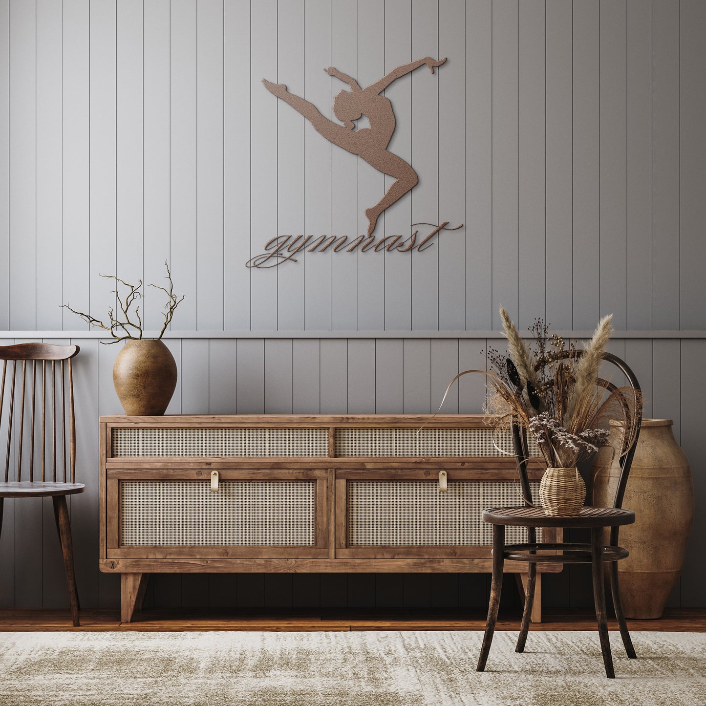 Gymnast Metal Wall Sign – Die-Cut Leaping Gymnast Decor for Home, Gym, or Gift | Powder-Coated Steel