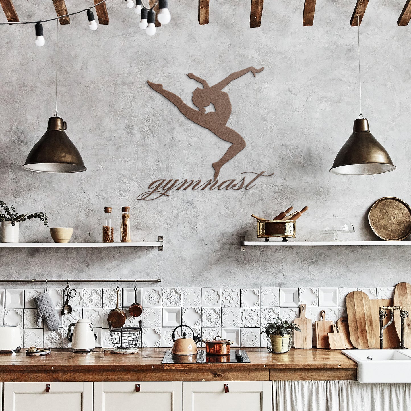 Gymnast Metal Wall Sign – Die-Cut Leaping Gymnast Decor for Home, Gym, or Gift | Powder-Coated Steel