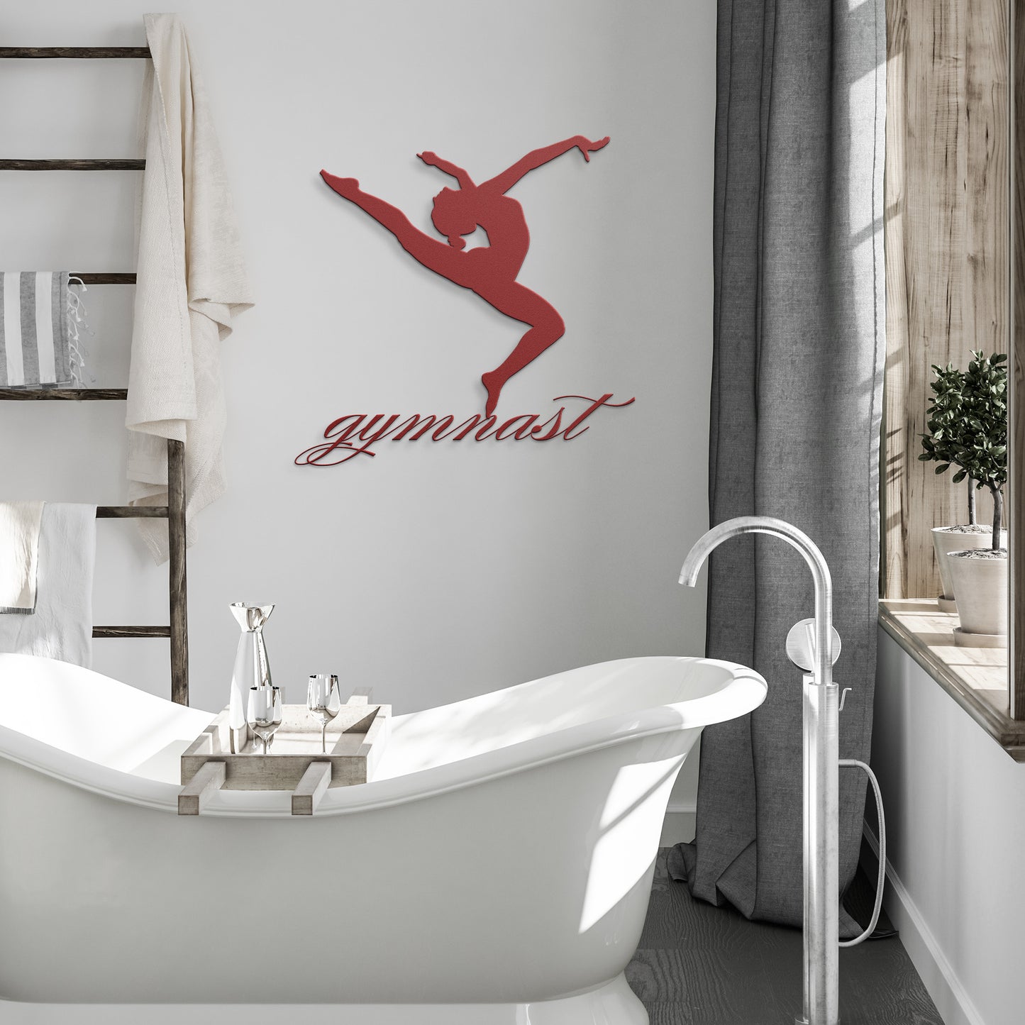 Gymnast Metal Wall Sign – Die-Cut Leaping Gymnast Decor for Home, Gym, or Gift | Powder-Coated Steel
