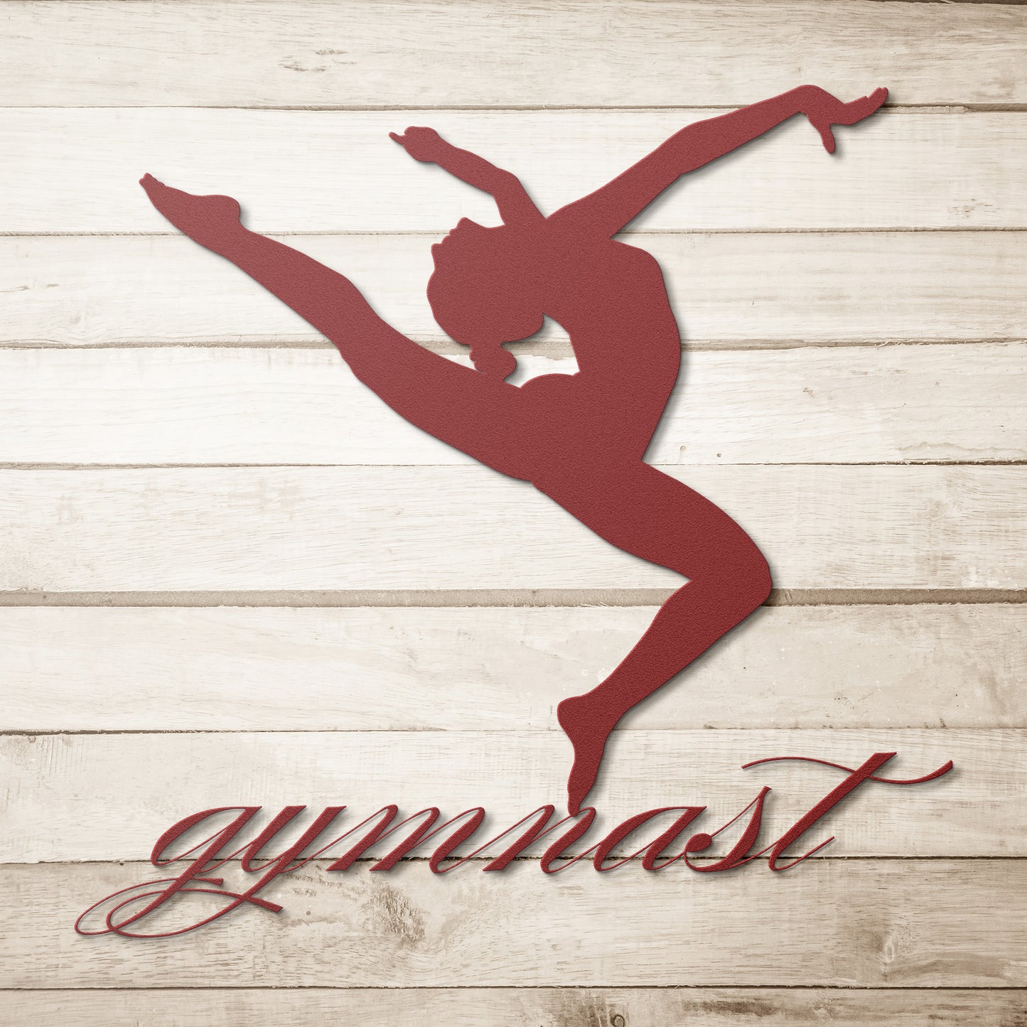 Gymnast Metal Wall Sign – Die-Cut Leaping Gymnast Decor for Home, Gym, or Gift | Powder-Coated Steel