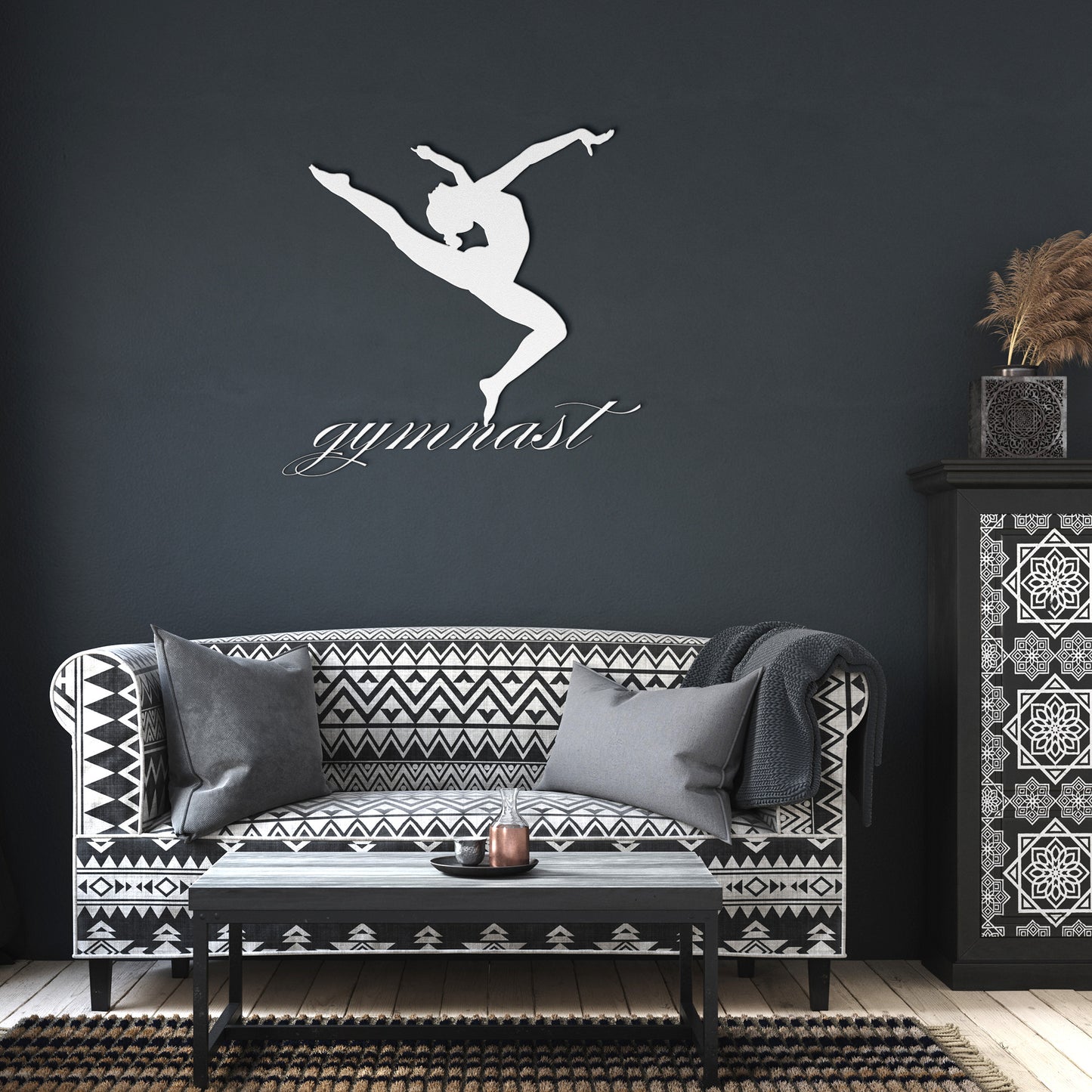 Gymnast Metal Wall Sign – Die-Cut Leaping Gymnast Decor for Home, Gym, or Gift | Powder-Coated Steel