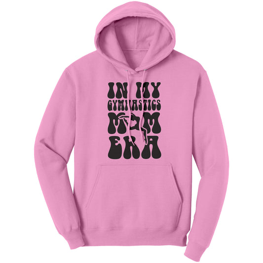 Light Pink In My Gymnastics Mom Era Women's Hoodie with black bubble font 
