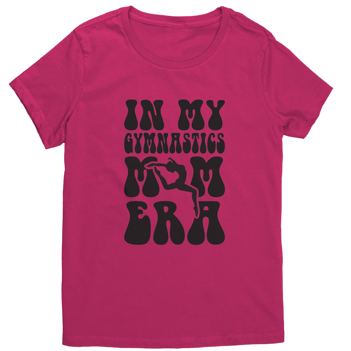 Dark Fuchsia In My Gymnastics Mom Era Women's Hoodie with black bubble font 