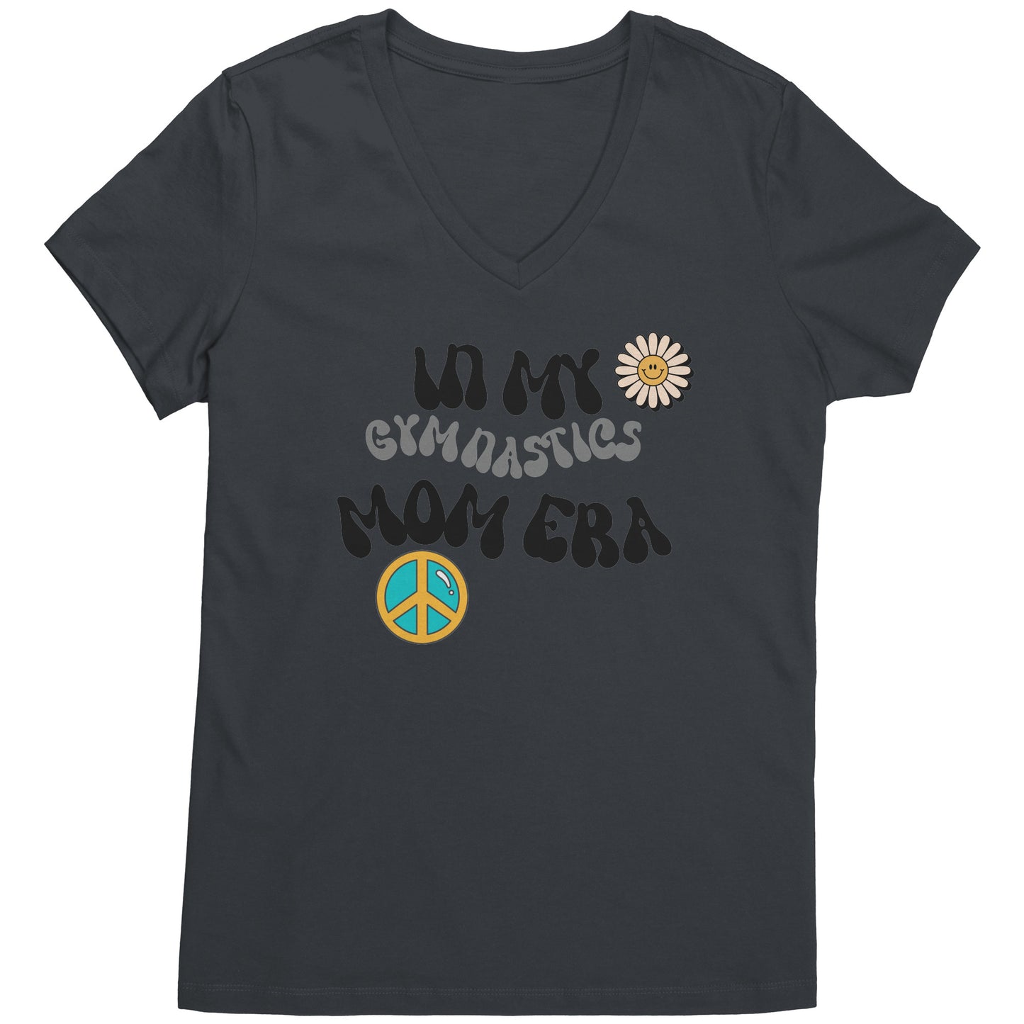 Charcoal Colored In my gymnastics mom era t-shirt, gymnastics mama t-shirt Retro Font 