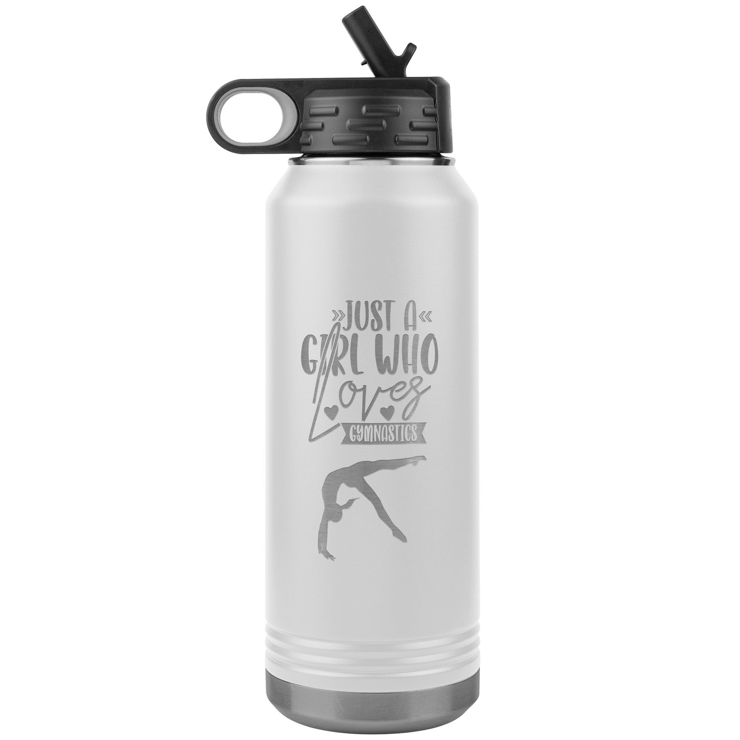 White Just a Girl Who Loves Gymnastics Insulated Water Bottle