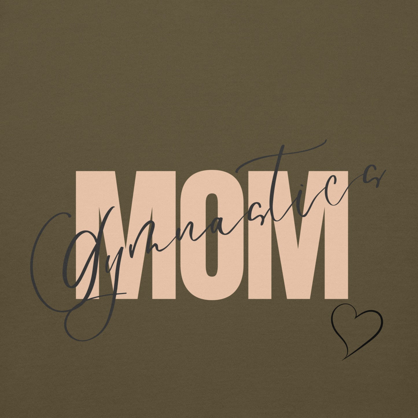 Brown mom hoodie with large 'MOM' graphic, cursive name, and heart