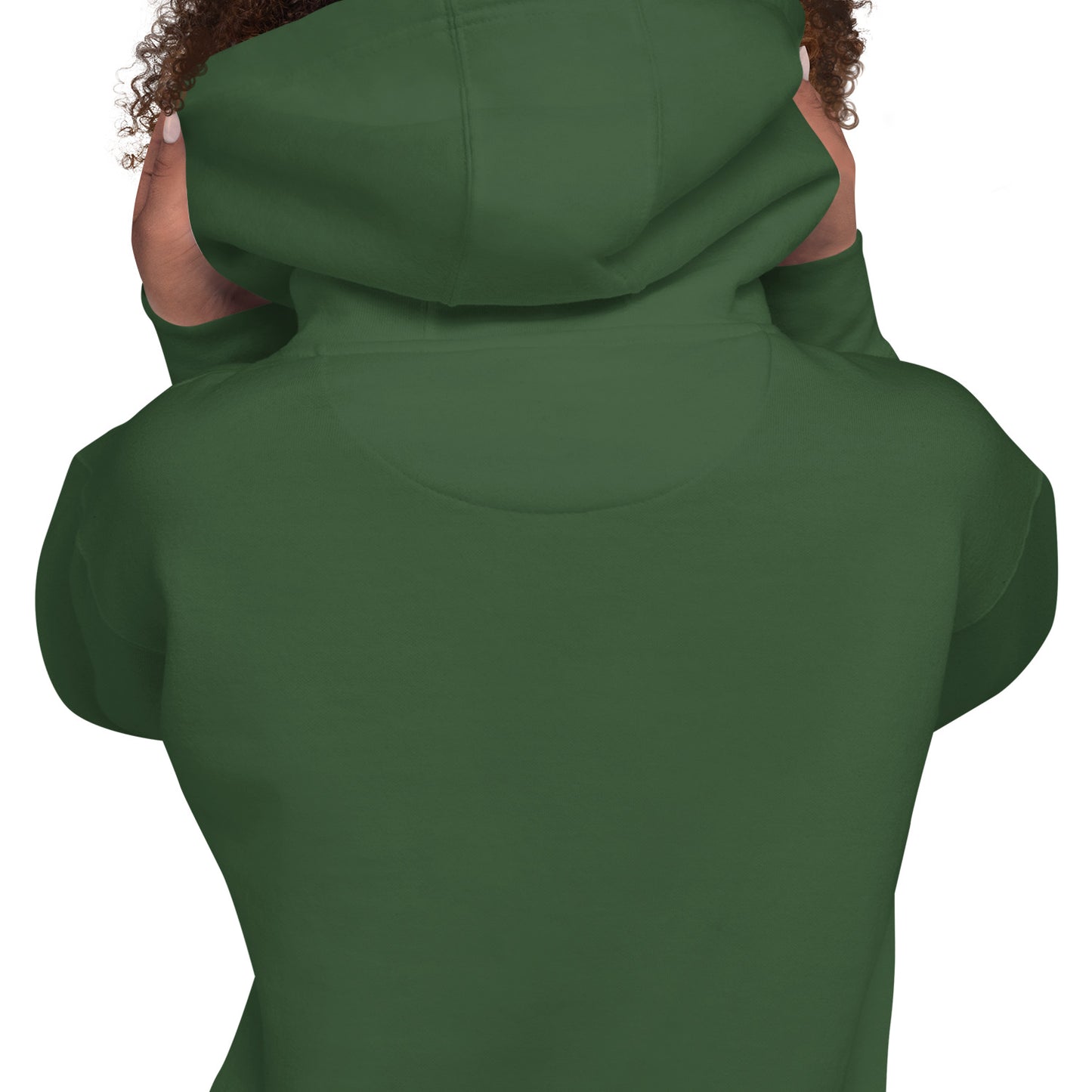 Green gymnastics parent hoodie with hood up and pouch pocket