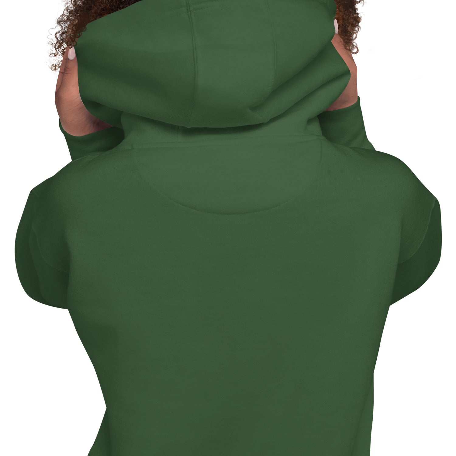 Green gymnastics parent hoodie with hood up and pouch pocket