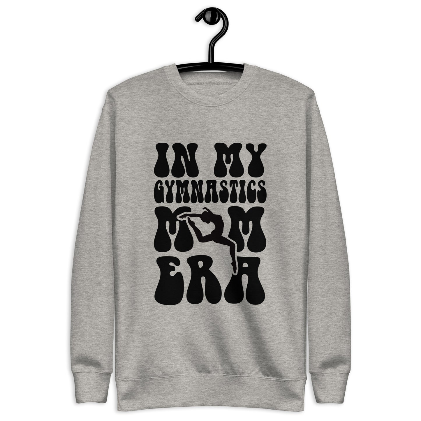 Heather gray hoodie with “In my gymnastics” graphic text and stylized hands
