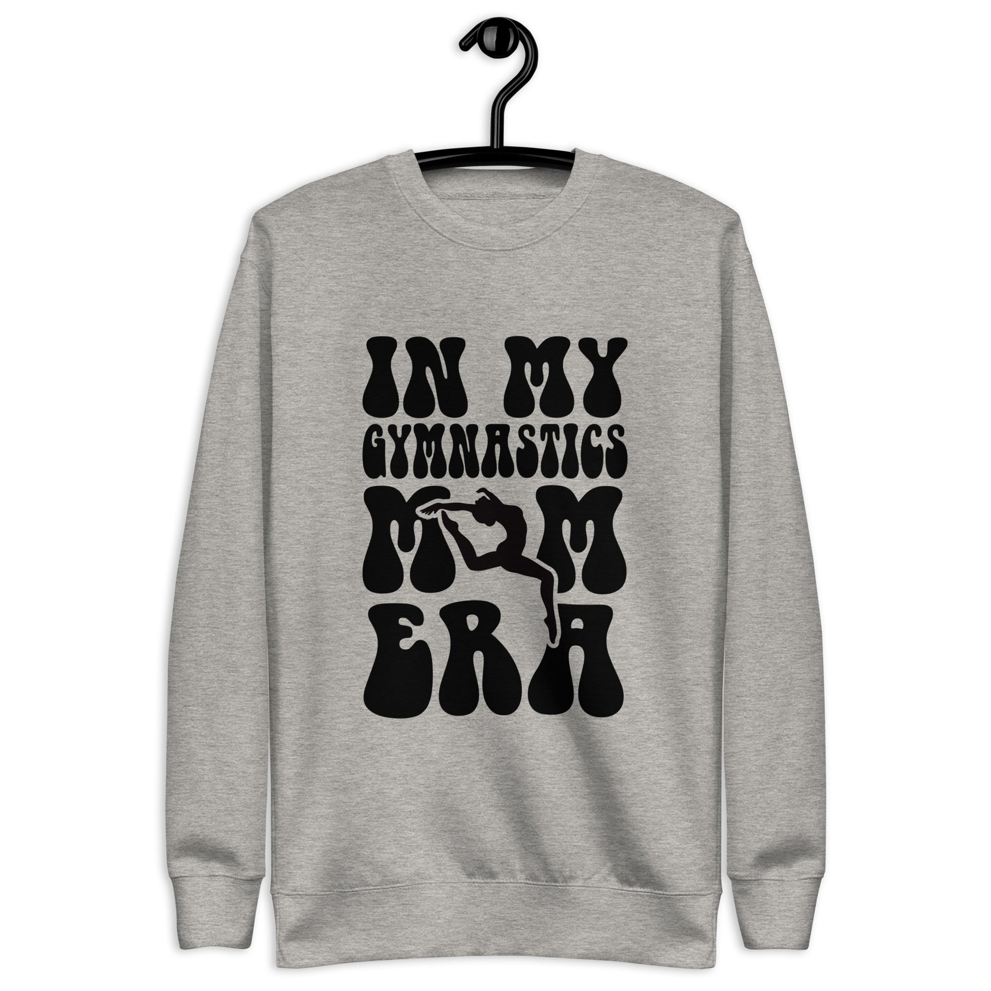 Heather gray hoodie with “In my gymnastics” graphic text and stylized hands