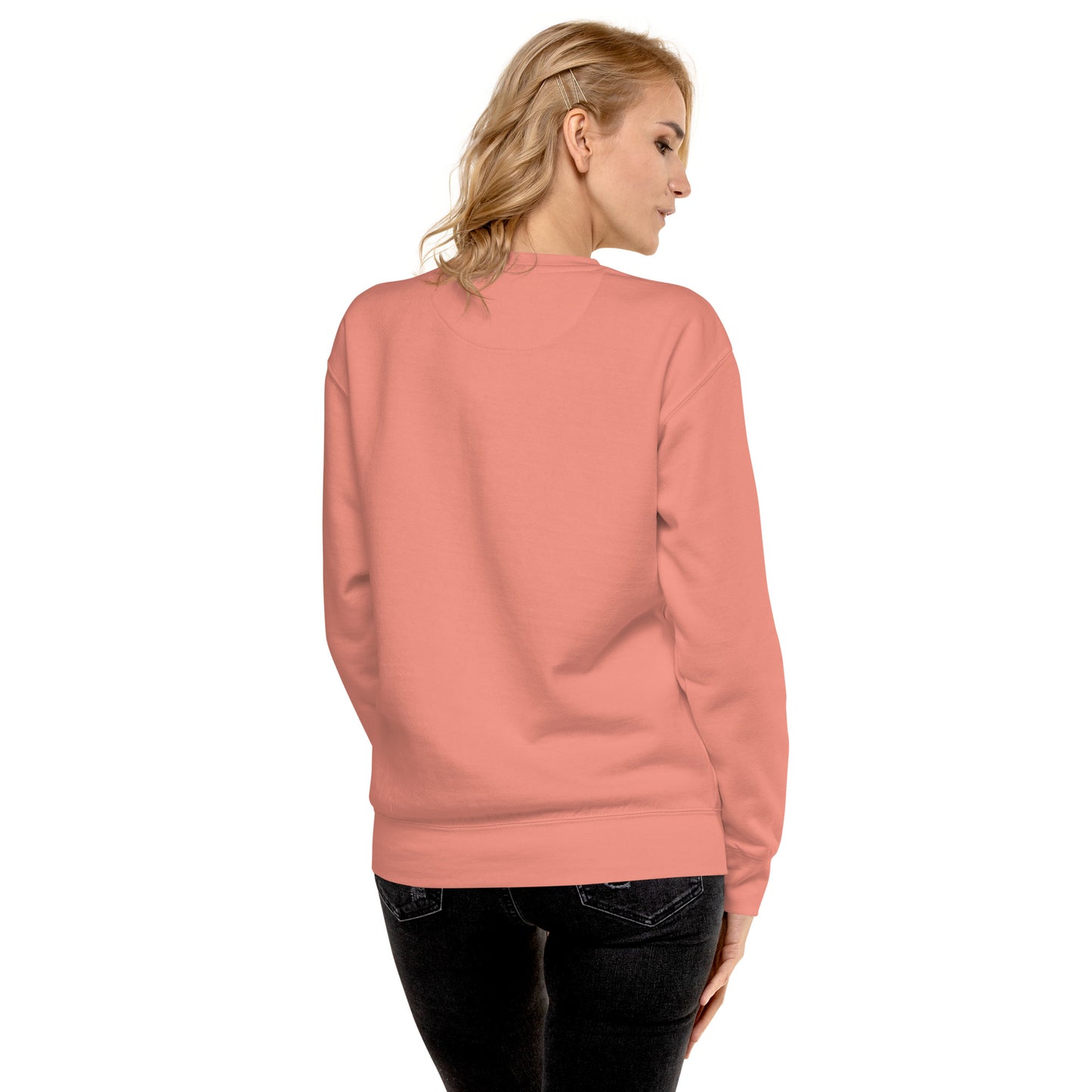 Dusty rose crewneck sweatshirt, plain back view