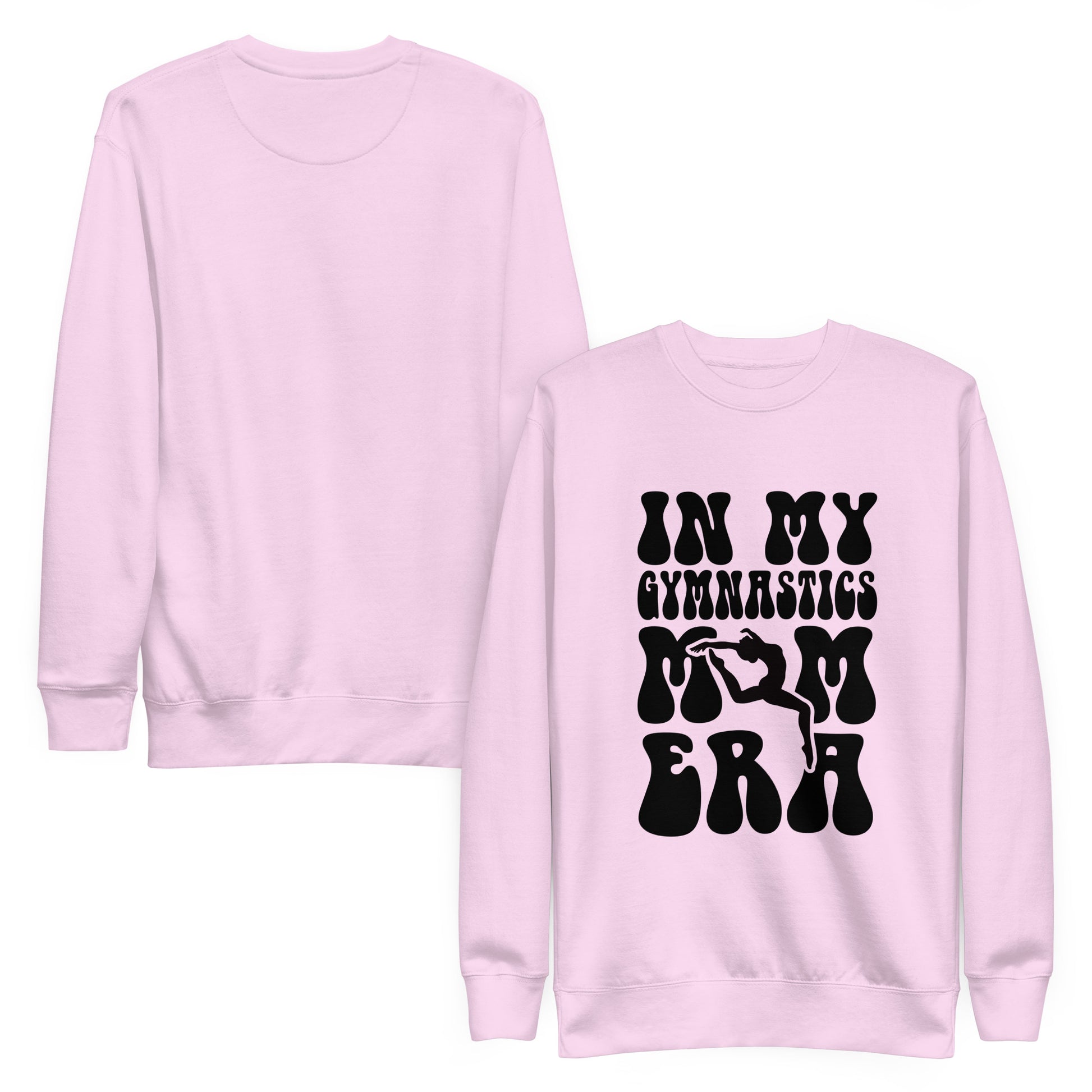 Pastel pink hoodie with “In my gymnastics” graphic text and stylized hands